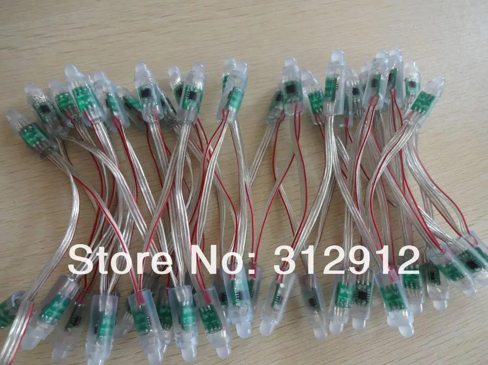 DC5V 50 узлов WS2811 пиксель света, красный/зеленый/синий 12 мм диаметр; IP68 Номинальная; 256 Серая шкала; прозрачные провода; заполнение эпоксидной смолой