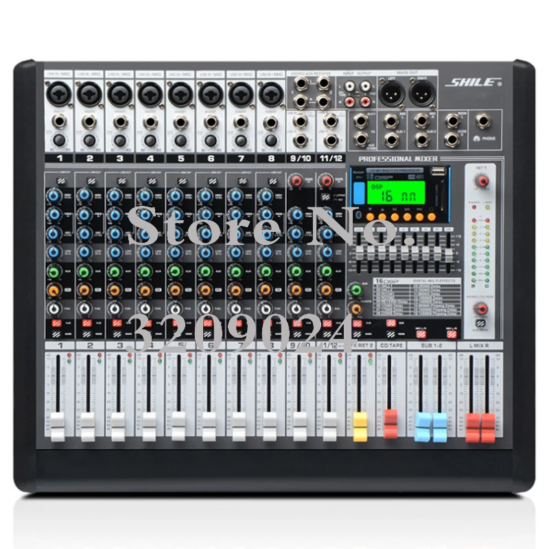 Professional 12 Channel Bluetooth USB Mixer KTV Stage Performance Equipment Conference Level Digital Effect Device