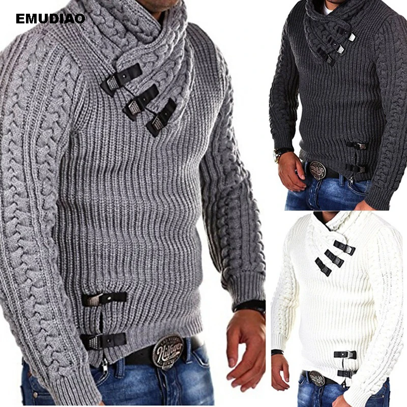 Turtle Neck Sweater Men Long Sleeve Knitted Pullovers 2019