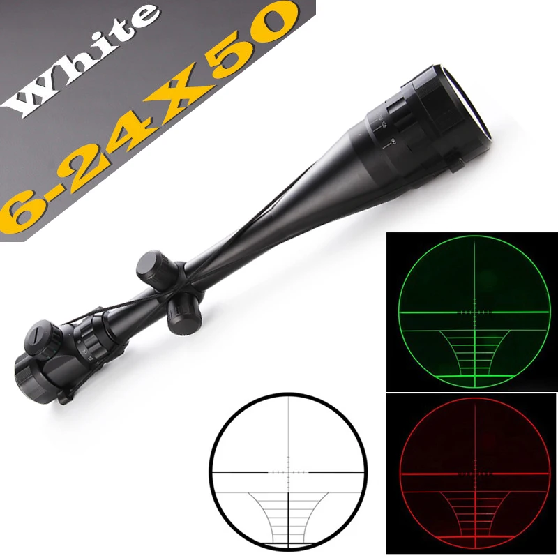 

Free shipping 6-24x50 White Markings Green and Red Illuminated Riflescopes Rifle Scope Hunting Scope