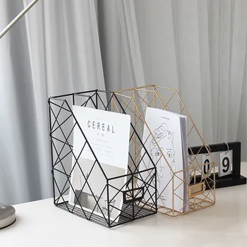 

Metal File Storage Rack Office Supplies Display Rack Desktop Grid Book Magazine Storage Box Shelf Block Anti-skid Frame