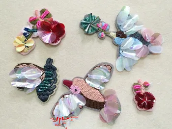 

Bird sequins beaded applique patches fashion vintage embroidered fabric patch sequins fashion Coat or Sweater decoration patch