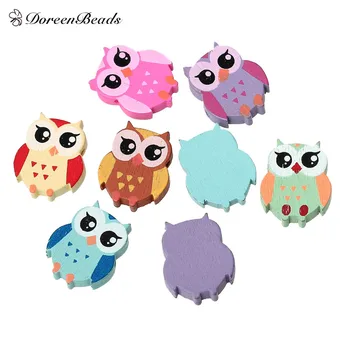 DoreenBeads Wood Spacer Beads Owl Mixed At Random About 21.0mm( 7/8