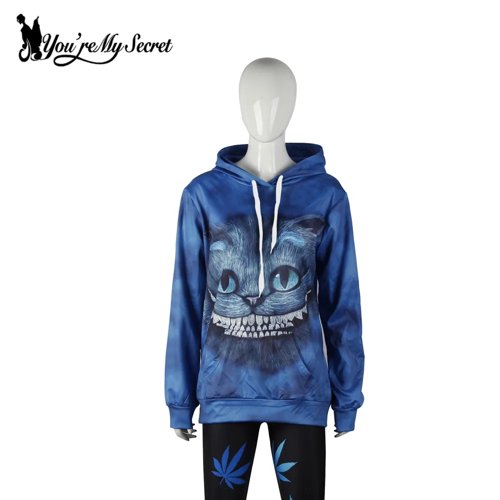 [You're My Secret] Новая мода sudaderas mujer Wonderland Алиса мультфильм кошка 3d печати женские повседневные толстовки с капюшоном толстовки