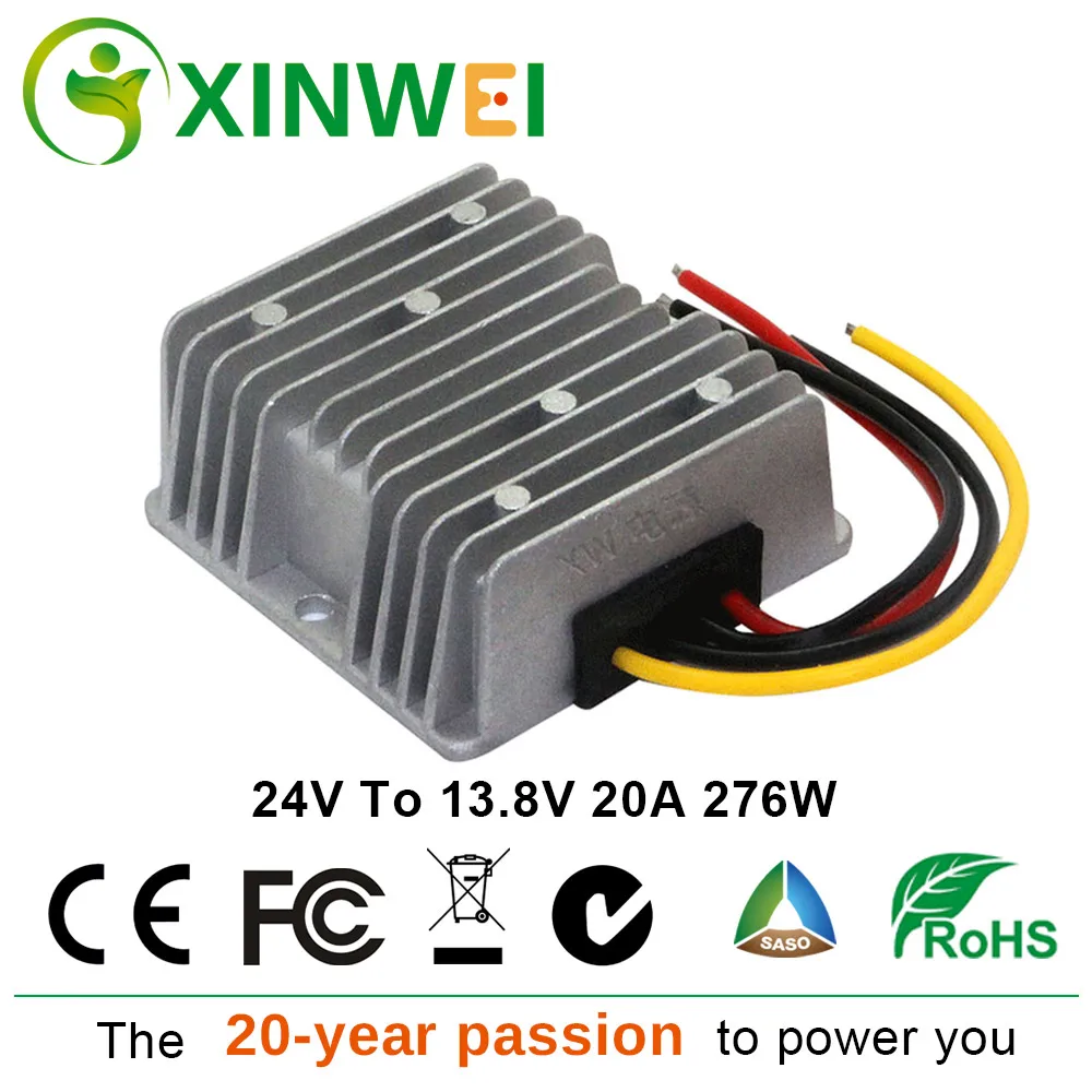 

XINWEI Waterproof DC24V To DC13.8V 20A 276W Step Down Power Supply Converter Regulator Module High Efficiency DC Buck Converter