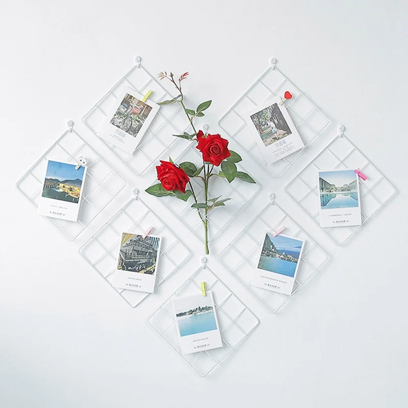 

Metal Mesh Grid Wall Photos Grids Pictures Postcards Hanging Photo Frame Holder Home Bedroom DIY Decor