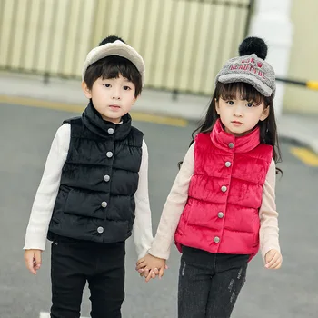 

New Autumn Winter Girl Vests Children's Cotton Warm Vest Baby Boys Gold Velvet Waistcoat Fashion Style Girls Vest Outerwear 1-6Y