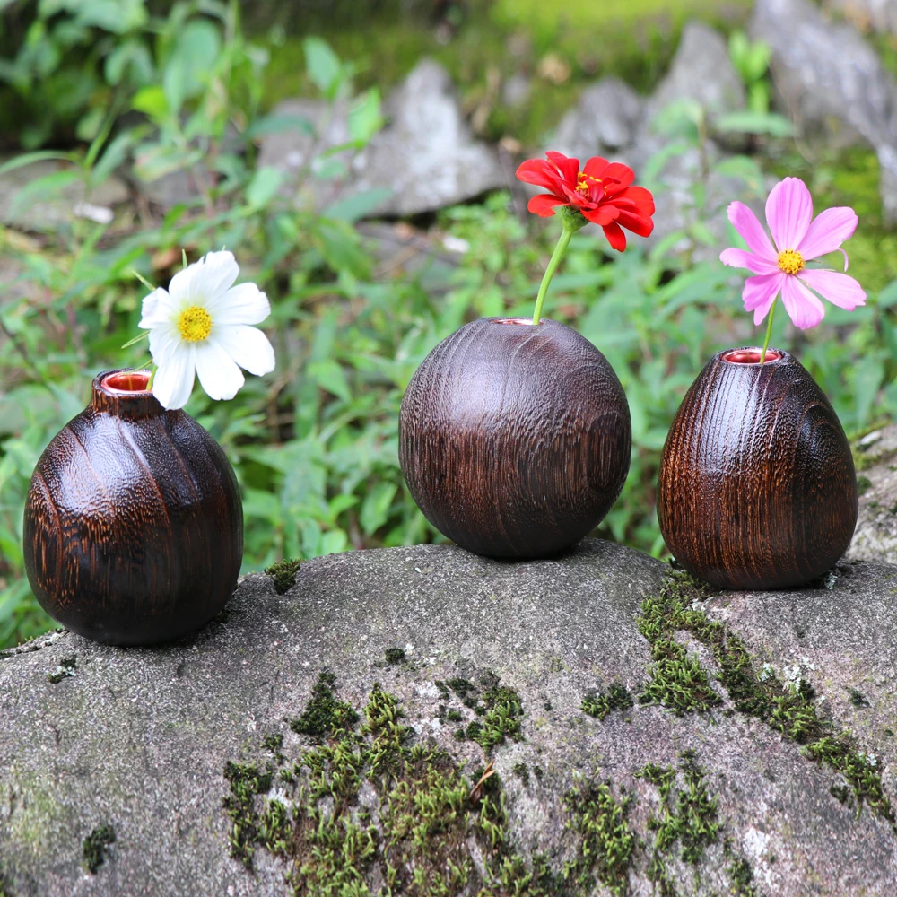 Buy Japanese flower vase solid wood Decorative vases