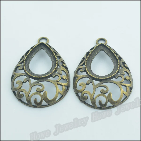7 pcs Charms hollow Water Drop shape Pendant Antique bronze Zinc Alloy