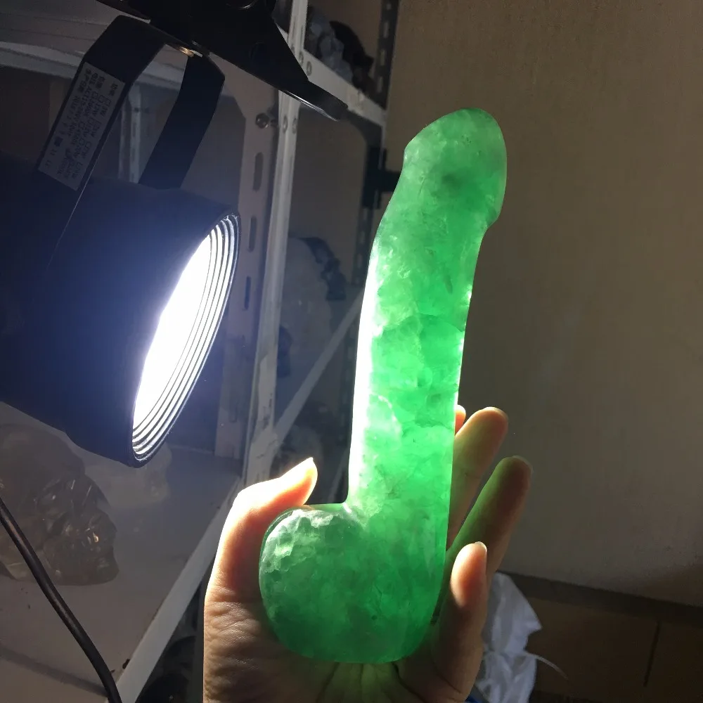 

18cm Natural green fluorite Quartz Crystal Carving Healing Massager Yoni Wand WQ