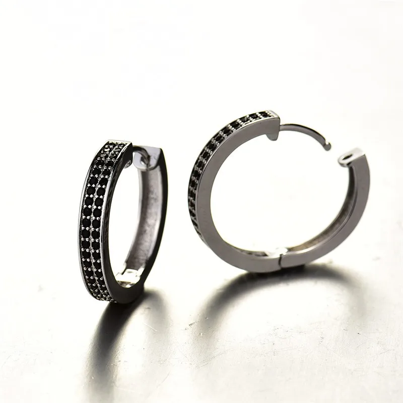 BUDONG, шикарные классические серьги-кольца с черными кристаллами для женщин, AAA кубический циркон, имитация камня, серьги, ювелирное изделие, подарок AE033