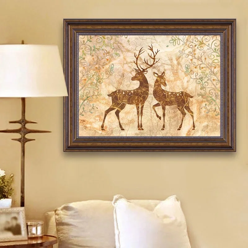 Needlework Two Deer Animal Forest Cross sttich Handmade 14CT Counted Canvas DIY Cross-stitch kits Embroidery Art Home Decor | Дом и сад