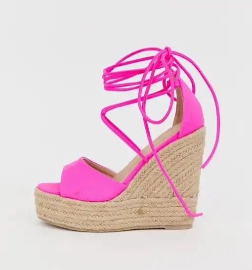 pink suede wedge sandals