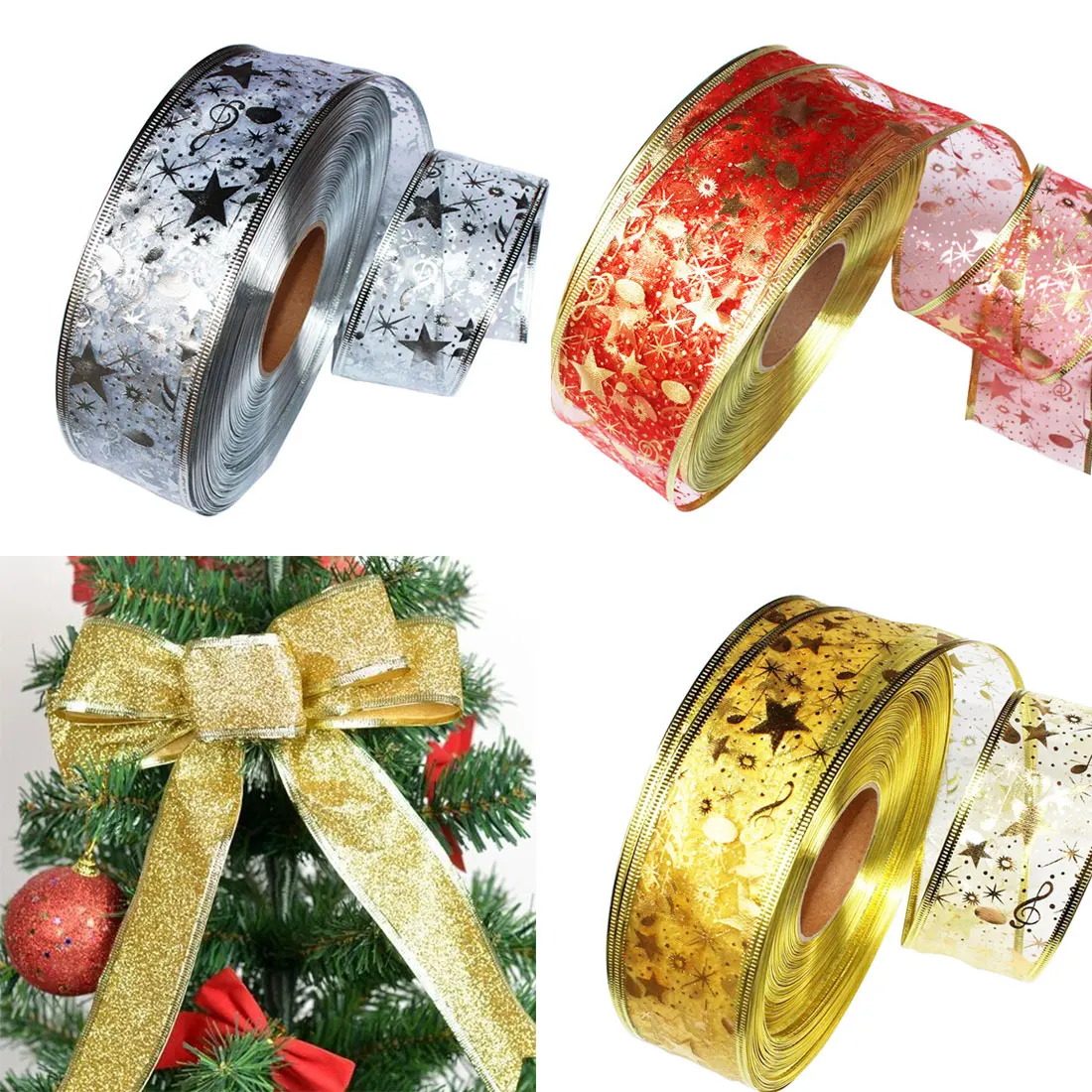 

200x5cm/200x6.3cm Christmas New Year Ornament Satin Ribbon Party Home Wedding Decoration Presents Gifts Wrapping DIY Material