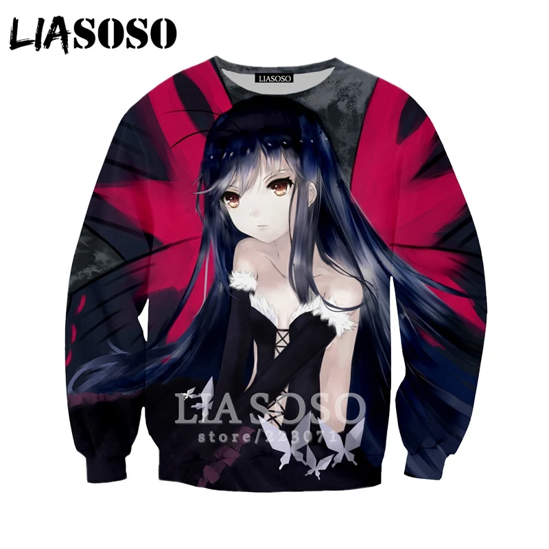 LIASOSO 2019 New Men Women Fashion Hoodies 3D Print Anime Accel World Sweatshirt Casual Unisex Long Sleeve Top Pullover A180-05 | Мужская