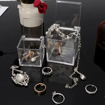 

12Pc Transparent Acrylic 5 Sided Display Storage Box Case Square Cube Props Box