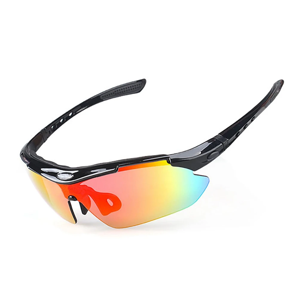 Поляризационные профессиональные велосипедные солнцезащитные очки для спорта на открытом воздухе, велосипедные солнцезащитные очки, анти уф400 TR90, очки с 5 линзами - Цвет: Black