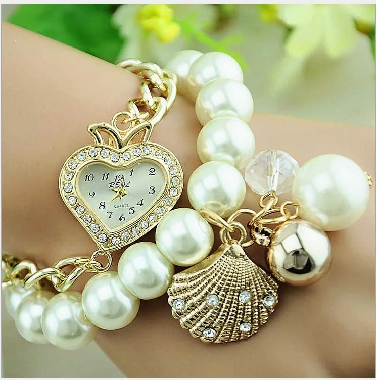 Buy NEW White Pearls Women Bracelet Watch Girl Fashion