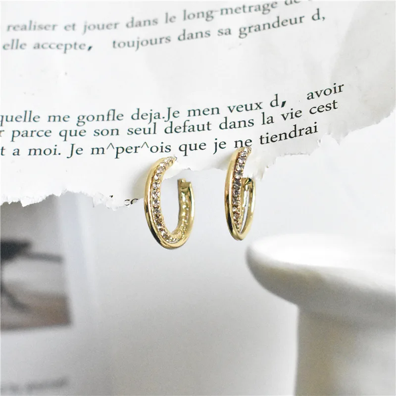 

WTLTC Dainty Open Double Hoop Earrings for Women 2cm Geometric CZ Circle Earrings Small Twisted Earrings Bride Wedding Jewelry