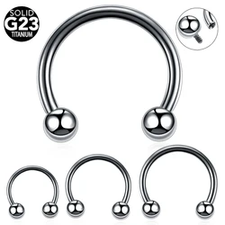 Premium Grade G23 Titanium Internally Threaded Horseshoe Piercing Ring (Black Color)