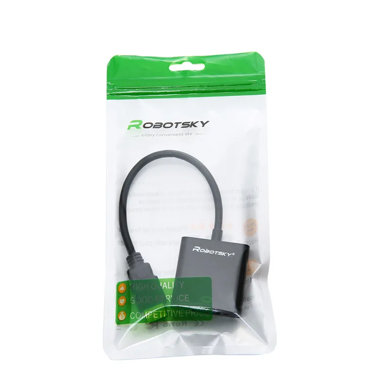 Robotsky HDMI к VGA адаптер цифро-аналоговый av-конвертер кабель для Xbox PS4 ПК ноутбук ТВ коробка к проектору Displayer HD tv