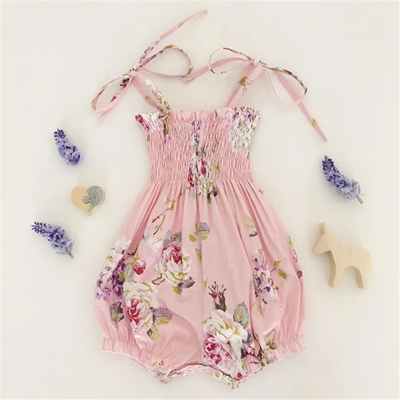 

0-3T Newborn Kids Baby Girl Clothes Summer Sleeveless Floral Romper Elegant Cute Flower Party Princess Outfits Sunsuit