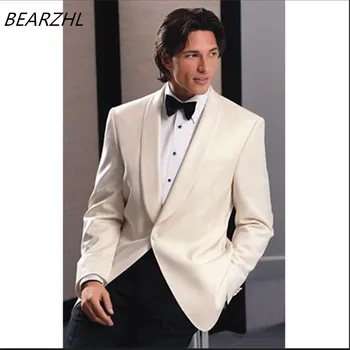 

Mens suits slim tuxedo shawl collar suit ivory tailor tuxedo 2020 wedding wear