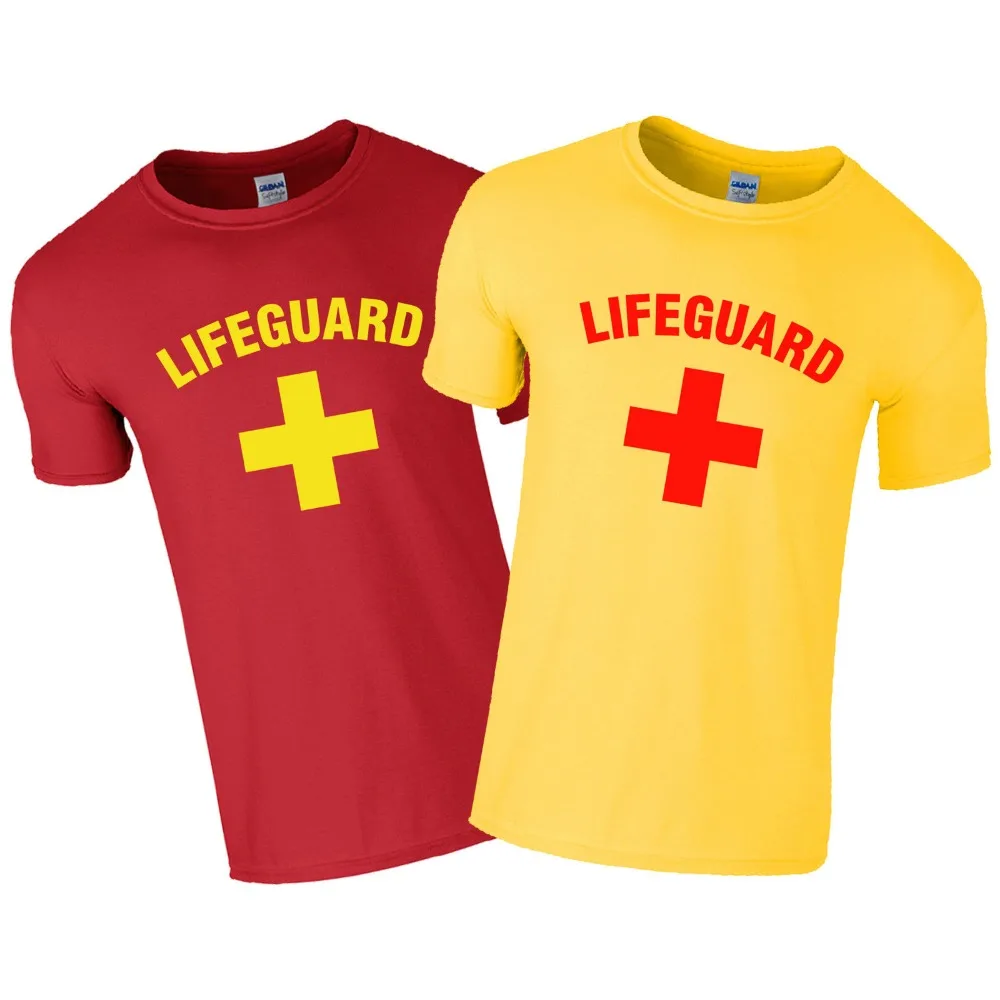 

Lifeguard Cross Safety Pool Staff Red T Shirt Baywatch First Aid Beach Swimming Party Mens Ladies Top Life Guard Party T-Shirt