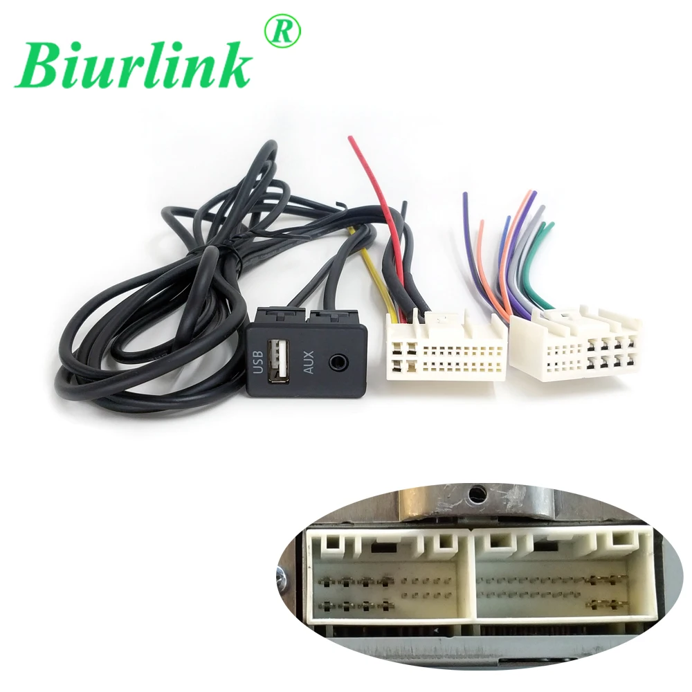 Biurlink cd-чейнджер AUX USB вход Интерфейс панель аудио Мощность Жгут адаптер для проводки кабель для hyundai Kia K2 K5 IX35 IX45