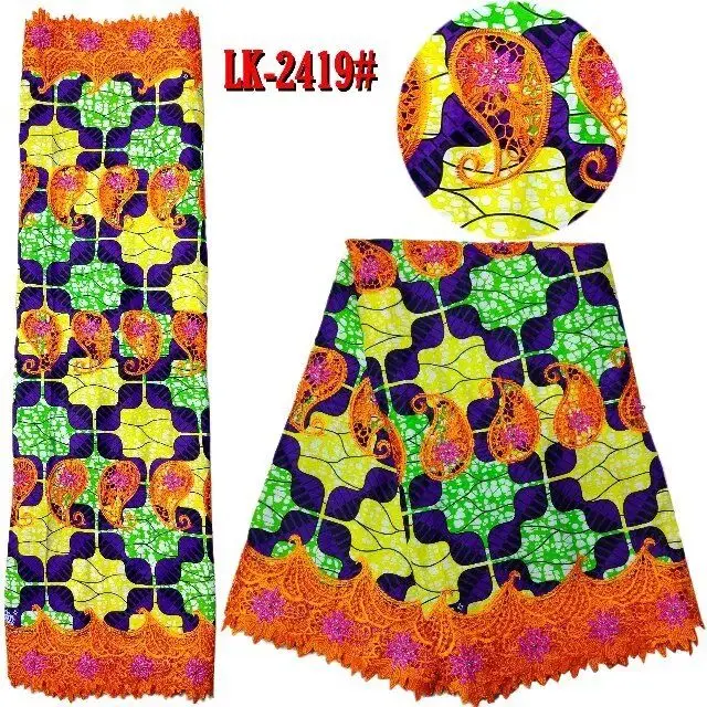 

african prints real dutch Africa wax block print mix african lace fabrics with stones beads Africa wax lace fabric!DF-1918