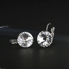 Модные ювелирные изделия, серебряные серьги для женщин, австрийские кристаллы, фиолетовые серьги-гвоздики, каменные серьги, Mujer Moda Earing