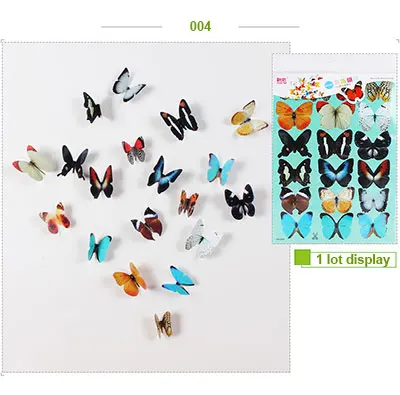 19 шт./лот, новые 3D Красочные яркие наклейки на стену с бабочкой для украшения дома, детские комнаты, настоящие бабочки для сада - Цвет: 004