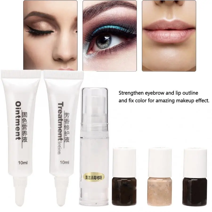 

Disposable Sterile Makeup Eyebrow Lip Tattoo Kit Pigment Color Fixing Repair Gel Needle Tools Disposable Sterile Eyebrow Lip Tat