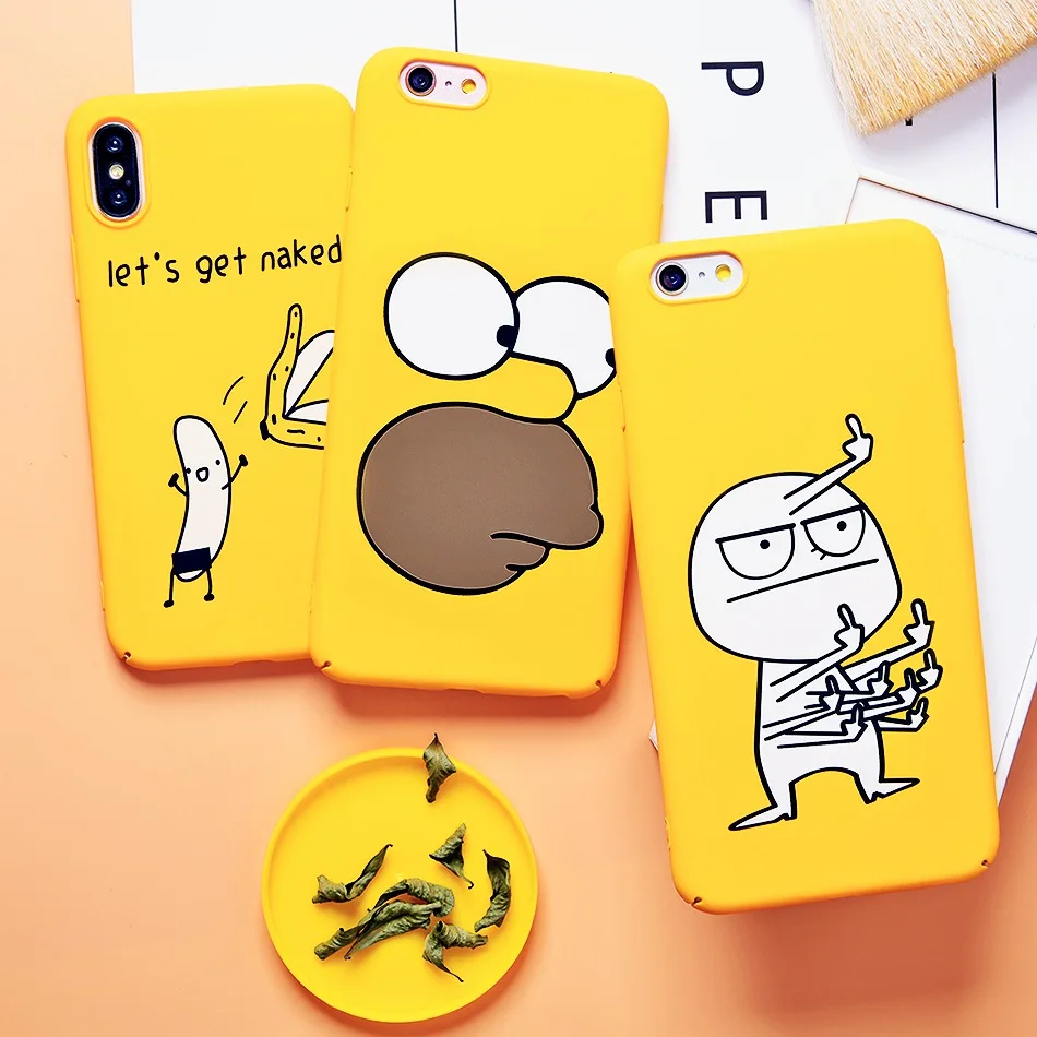 TOMKAS Naked Banana Cute Cartoon Phone Case for iPhone 7 6 6S 8 Plus Case for iPhone X 6 S Back Cover Funny Bad Boy Coque (10)