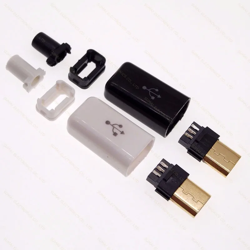 20 комплектов позолоченный 4 в 1 micro 5p usb штекер DIY тип провода