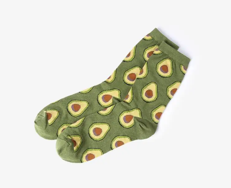 

Autumn and winter new fruit Avocado food pattern women cartoon socks