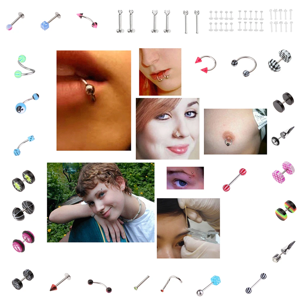 20 Pieces Bulk Transparent White Acrylic Nose Stud Barbell Lip Tongue Body Piercing for Men Women
