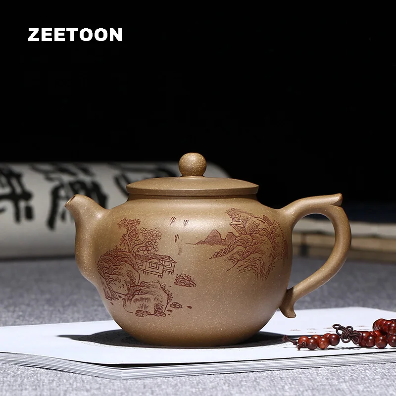 360ml Authentic Yixing Teapot Master Handmade Engraving Landscape Zen