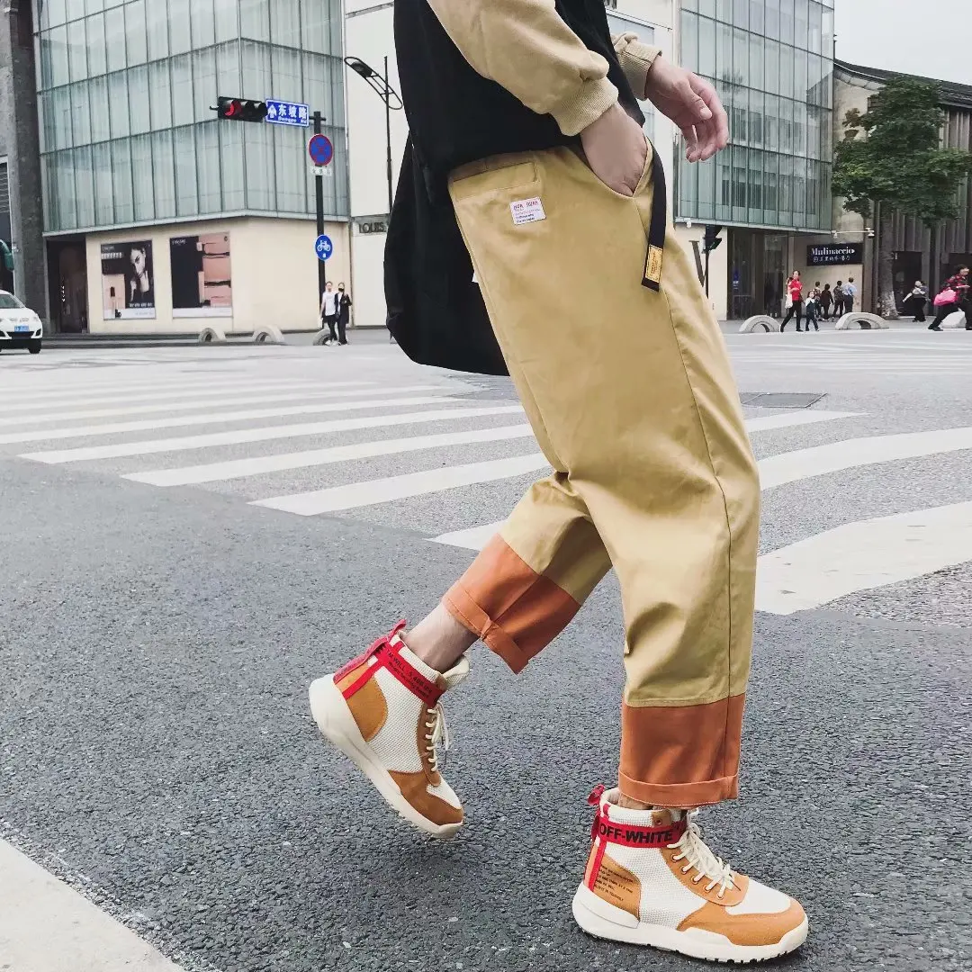 

Guocha Autumn Winter new casual pants men's trousers tide loose straight tube Japanese retro trend youth pants sweat pants