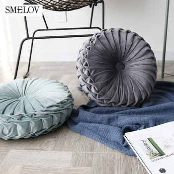 

Round Chair seat Cushion Handmade pleated wheels Pumpkin back Cushion Sofa bed Seat pads European Luxury Velvet Throw Pillows