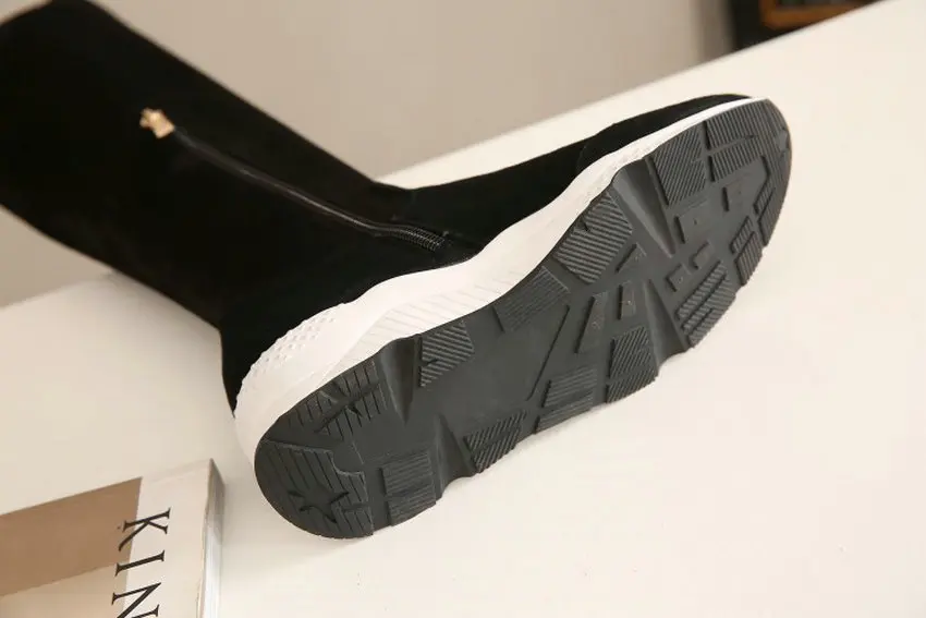 TASSLYNN/ г. Женские ботинки узкие сапоги выше колена из PU искусственной замши в Корейском стиле женская обувь из эластичной ткани на молнии, размеры 34-39