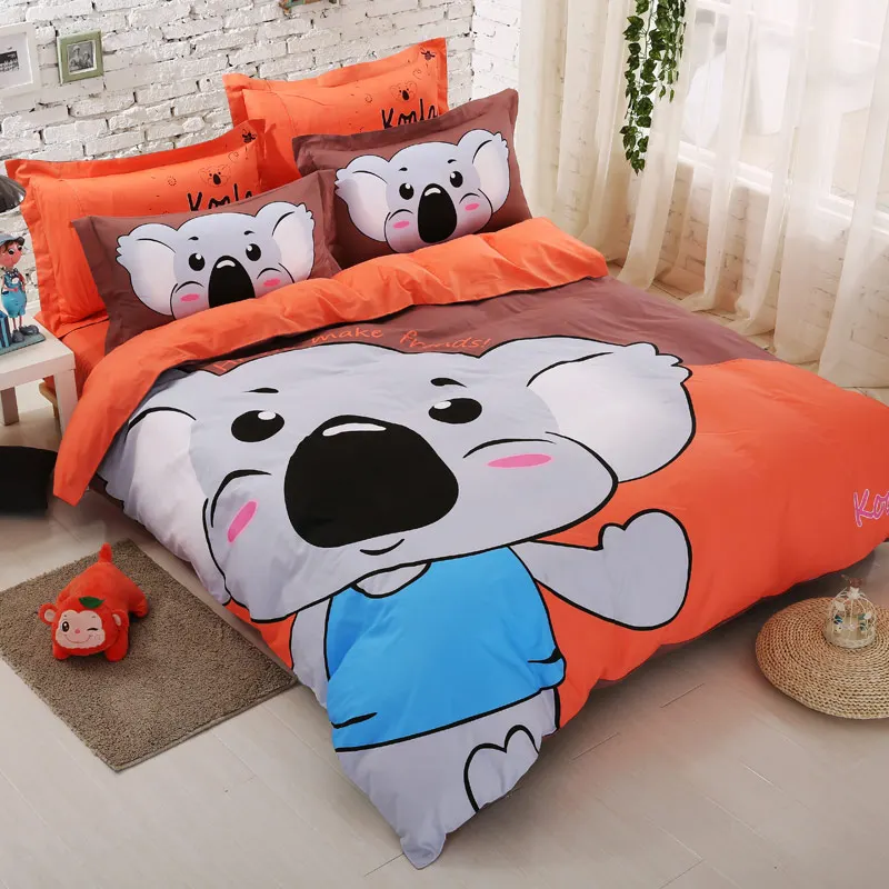Cotton Bedding Set Koala Bed duvet cover linens 4pcs Home Breathable Smooth bedding set queen