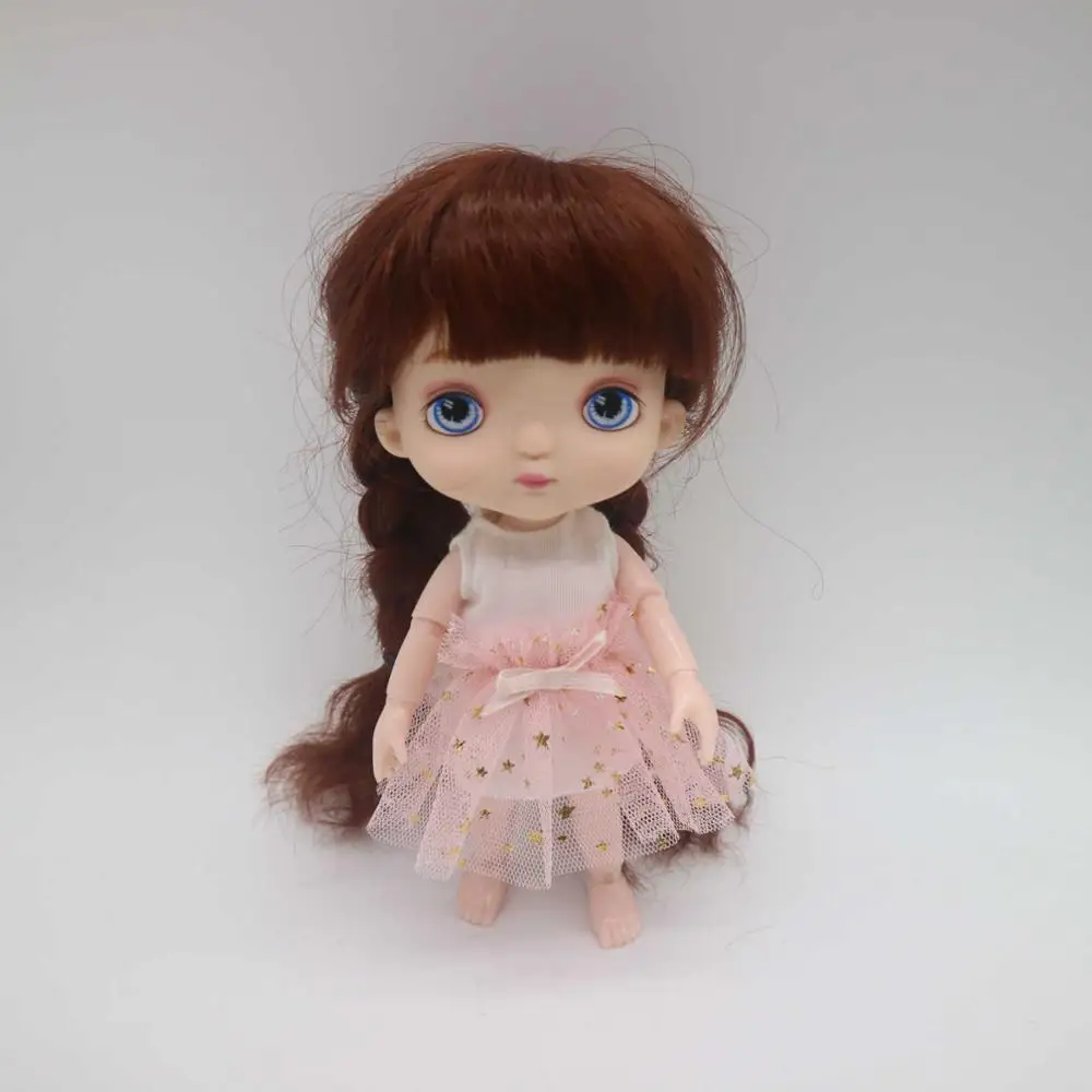 16 см куклы как HOLA куклы Обнаженная кукла с макияжем-6 - Цвет: doll and wig dress 4