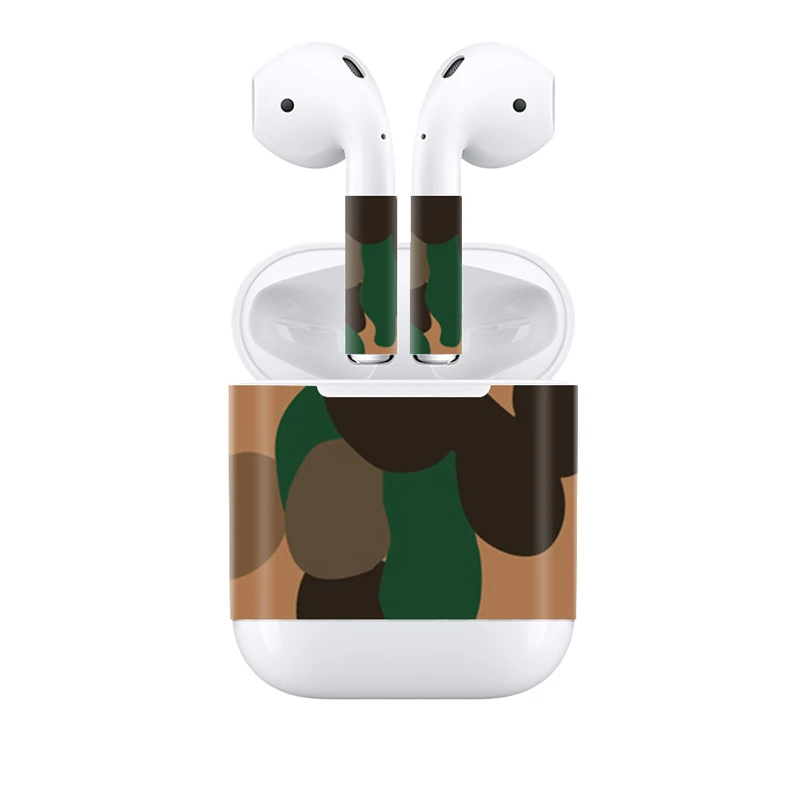 Прямая камуфляжная печать полная кожа Наклейка для Apple Airpods