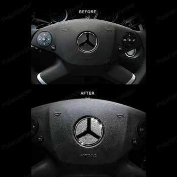 

3 colors 2 size Diamond Steering Wheel Logo Badge Cover Car Styling For M/ercedes B/enz decal Emblems Sticker