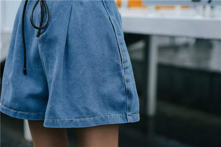 2018 джинсовые короткие штаны Для женщин Обувь для девочек летние Высокая Талия Повседневное свободные широкие брюки Короткие джинсы