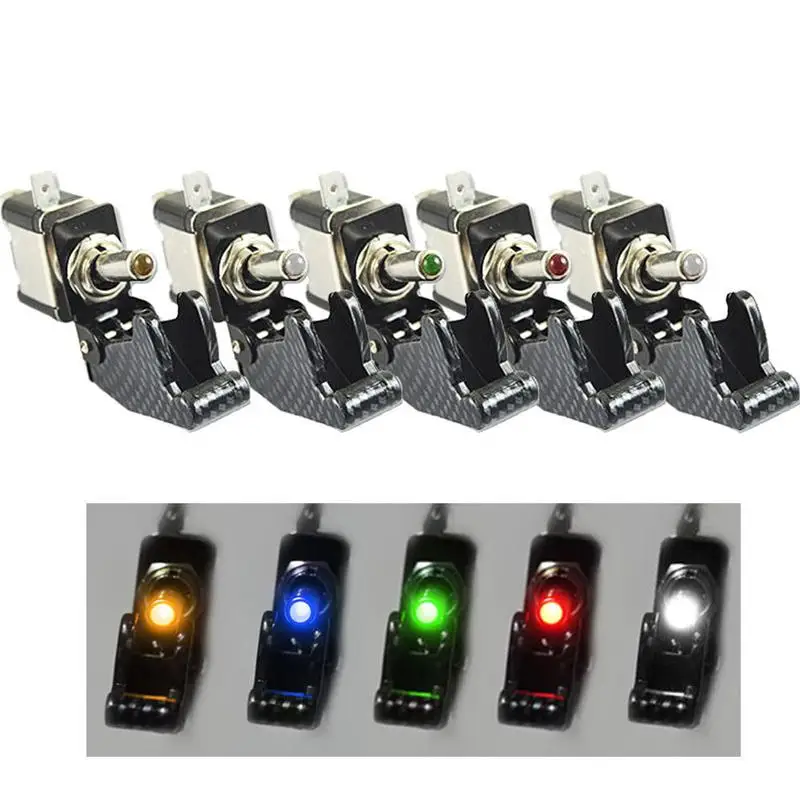 

CARPRIE New Automotive 12V 5Pcs 12V 20A Car Truck Carbon Fiber LED Light Toggle Switch SPST 5Colors Switch ON/OFF Sales #0630