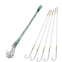 5/10 шт Анти-леска рыболовные поводки для собак Проволока из нержавеющей стали Лидер поводок для рыболовная свинцовая Core с одной главной балкой с крючком A34