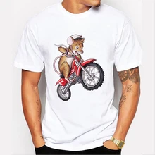 New Arrival Men’s T-shirt Funny Mouse on the Motorcycle Print Tee Shirt For Men Creative Summer Tops T Shirt