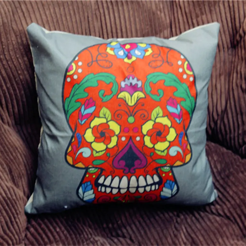 New Plush Halloween Chair Cushion Skull Pattern Nordic Home Decor Sofa Throw Pillows For Girls Room Decoration Pillow Cover